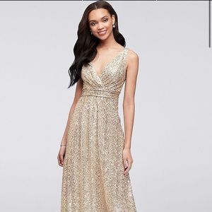 DAVID’S BRIDAL Bridesmaids Gold dress